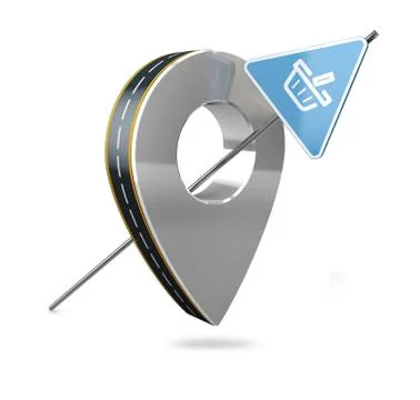 3d Illustration of Map point with shopping road sign Stock Illustration