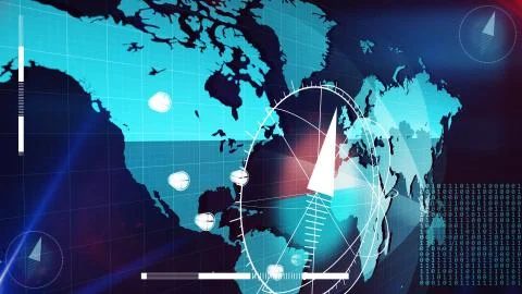 3d illustration of The map of the world with marked big cities on it. Digital Stock Illustration