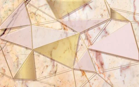 3d illustration, marble background, translucent multicolored triangles Stock Illustration
