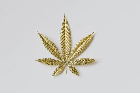3d illustration of marijuana leaf made of gold Stock Illustration