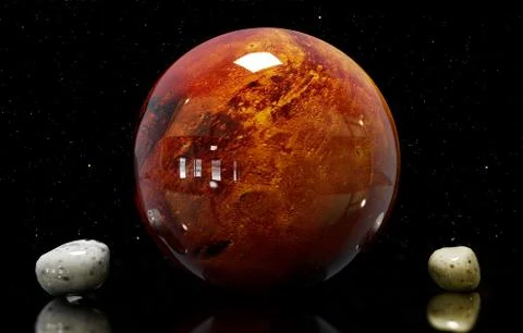 3d illustration of Mars of moons and star. Elements of this image furnished b Stock Illustration