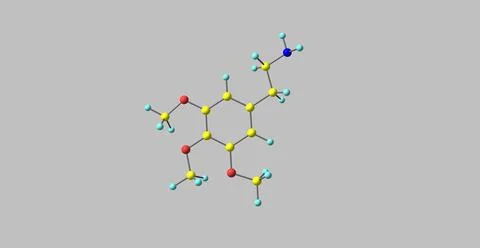 3D illustration of Mescaline molecular structure isolated on grey Stock Illustration