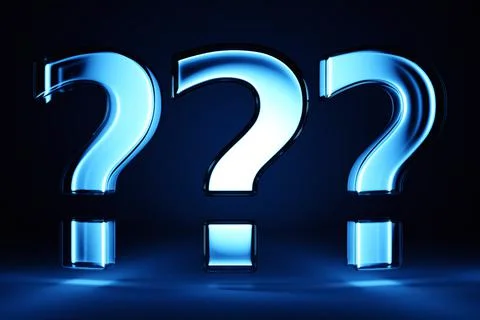 3D illustration of messages in the form of a question mark on a black backgro Stock Illustration