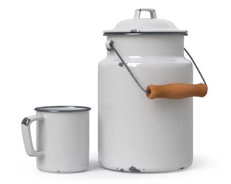 3d illustration metal mug with a can Stock Illustration