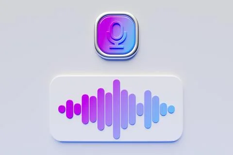 3d illustration, microphone button for audio search on the internet Stock Illustration