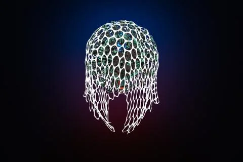 3d illustration of a Microscope virus close-up covered with a net flies in th Stock Photos