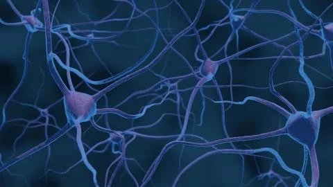 3D illustration on a microscopic level of the brain neurons in the central ne Stock Illustration