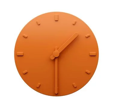 3d Illustration of Minimal Orange clock 1:30 Half-past one o'clock isolate on wh Stock Illustration