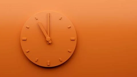 3d Illustration Minimal Orange clock Eleven 11 o'clock abstract Minimalist wall Illustrazione stock