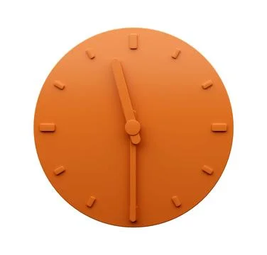 3d Illustration of Minimal Orange clock 11:30 Half past Eleven o'clock Stock Illustration