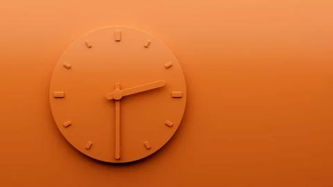 3d Illustration of Minimal Orange clock 2:30 Half past Two o'clock abstract on o Illustrazione stock