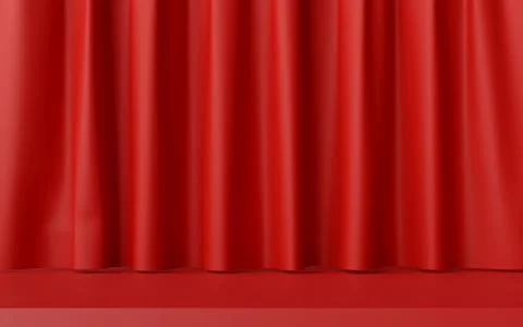 3d illustration of minimal stage with red curtain for product advertisement Stock Illustration