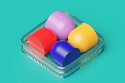 3d illustration of a minimalism geometry composition.  Abstract theme for tre Illustrazione stock
