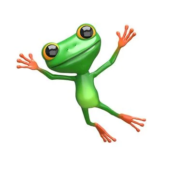 3D Illustration of a Mischievous Jumping Frog Stock Illustration
