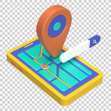 3D illustration of mobile gps system and tracking. Stock Illustration