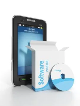 3d illustration: mobile technology. mobile phone software and license Illustrazione stock