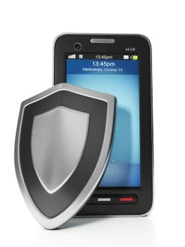 3d illustration: mobile technology. protect your mobile phone, mobile phone a Stock Illustration