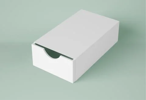 3D Illustration. Mockup of rectangular package. Sliding box opened. 스톡 일러스트