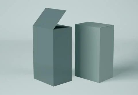 3D Illustration. Mockup of tall rectangular cardboard package boxes. 스톡 일러스트
