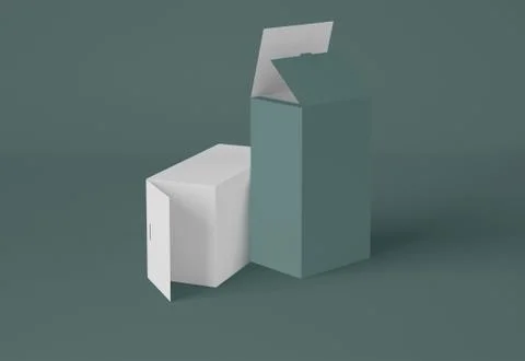 3D Illustration. Mockup of tall rectangular cardboard package boxes. 스톡 일러스트