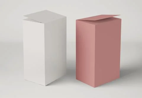 3D Illustration. Mockup of tall rectangular cardboard package boxes. 스톡 일러스트