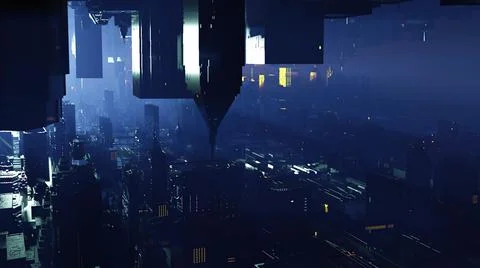 3d illustration - Model of alien sci-fi city. Stock Illustration