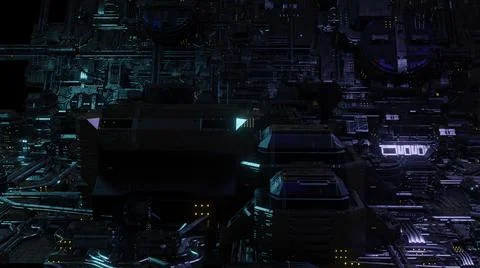 3d illustration - Model of alien sci-fi city.. Stock Illustration