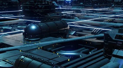 3d illustration - Model of alien sci-fi city.. Stock Illustration