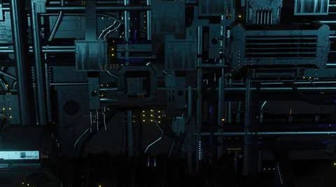 3d illustration - Model of alien sci-fi city.. Stock Illustration