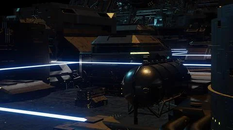 3d illustration - Model of alien sci-fi city.. Stock Illustration