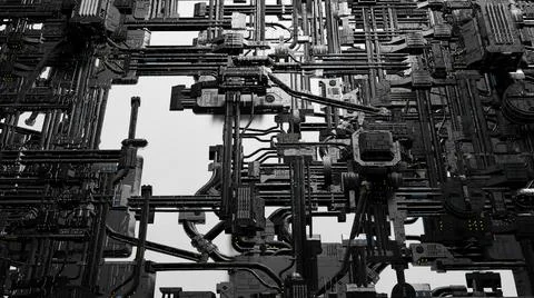 3d illustration - Model of alien sci-fi city. Stock Illustration