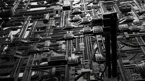 3d illustration - Model of alien sci-fi city. Stock Illustration