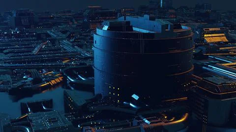 3d illustration - Model of alien sci-fi city. Stock Illustration