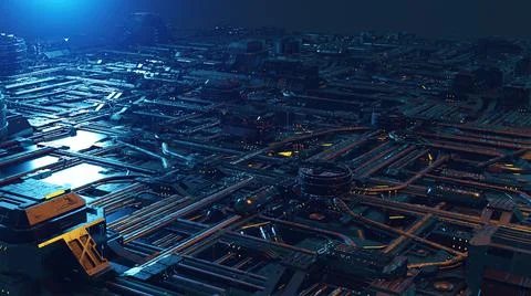 3d illustration - Model of alien sci-fi city. Stock Illustration