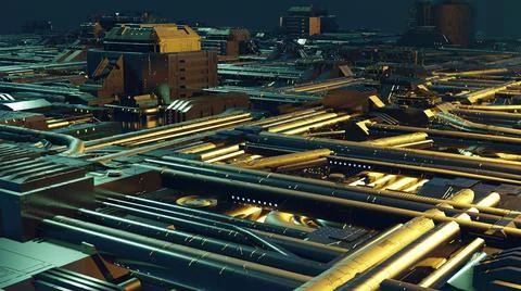 3d illustration - Model of alien sci-fi city. Stock Illustration