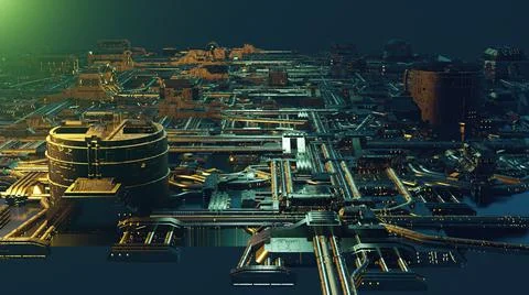 3d illustration - Model of alien sci-fi city. Stock Illustration