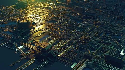 3d illustration - Model of alien sci-fi city. Stock Illustration