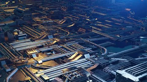 3d illustration - Model of alien sci-fi city. Stock Illustration