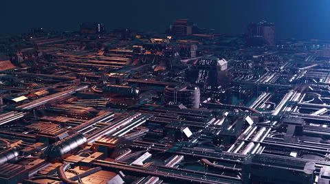 3d illustration - Model of alien sci-fi city. Stock Illustration