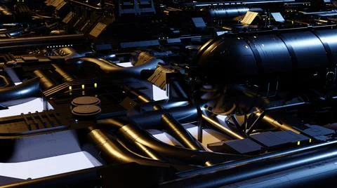 3d illustration - Model of alien sci-fi city. Stock Illustration