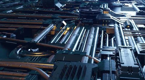 3d illustration - Model of alien sci-fi city. Stock Illustration