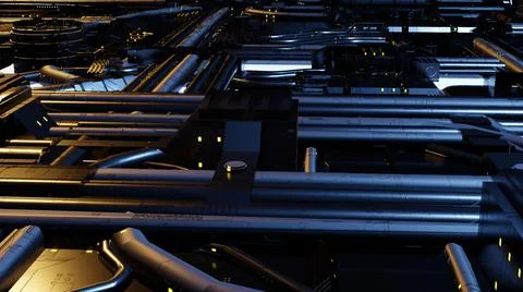 3d illustration - Model of alien sci-fi city. Stock Illustration