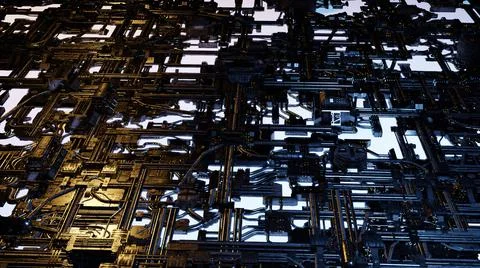 3d illustration - Model of alien sci-fi city. Stock Illustration