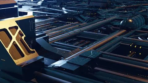 3d illustration - Model of alien sci-fi city. Stock Illustration