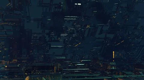 3d illustration - Model of alien sci-fi city. Stock Illustration