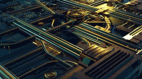 3d illustration - Model of alien sci-fi city. Stock Illustration