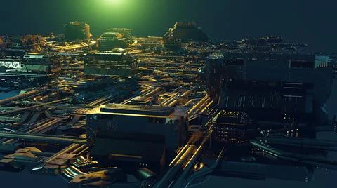 3d illustration - Model of alien sci-fi city. Stock Illustration