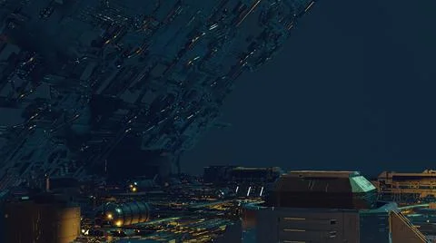 3d illustration - Model of alien sci-fi city. Stock Illustration