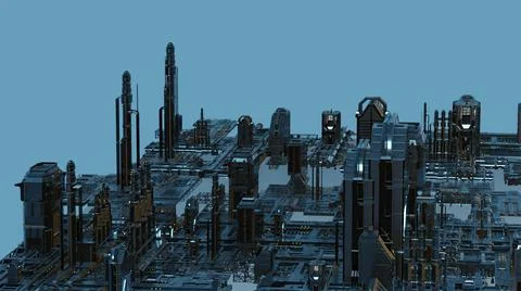 3d illustration - Model of alien sci-fi city. Stock Illustration