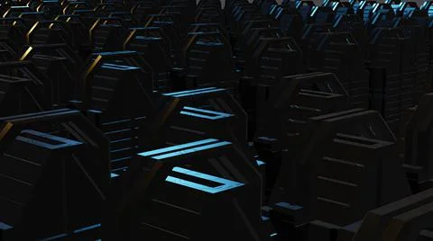 3d illustration - Model of alien sci-fi city. Stock Illustration